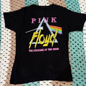 Pink Floyd Band Dark Side of Moon Black Tee T- Shirt Graphic Mens sz Medium